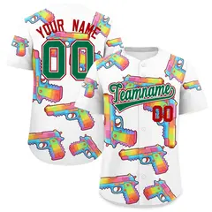 White Kelly Green Graffiti Pattern Baseball Jersey 1