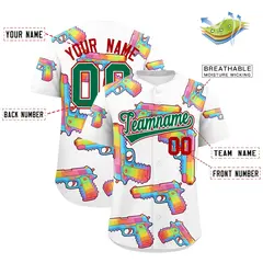 White Kelly Green Graffiti Pattern Baseball Jersey 2
