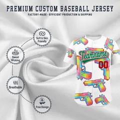 White Kelly Green Graffiti Pattern Baseball Jersey 3