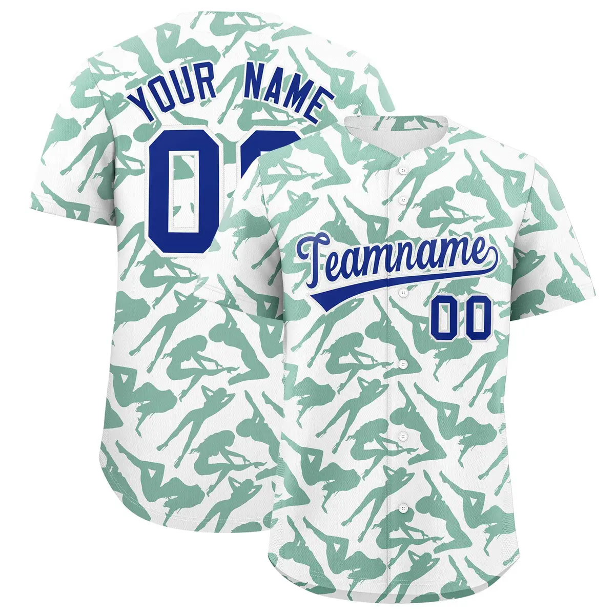 White Kelly Green Graffiti Pattern Baseball Jersey