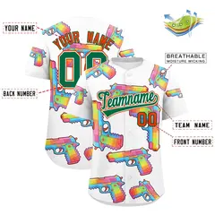 White Kelly Green Graffiti Pattern Quick Dry Baseball Jersey 2
