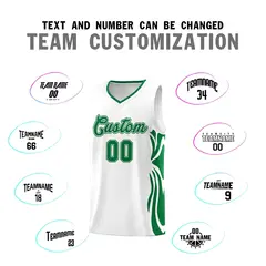 White Kelly Green Graffiti Side Curve Basketball Jersey Set 4