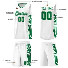 White Kelly Green Graffiti Side Curve Basketball Jersey Set 5