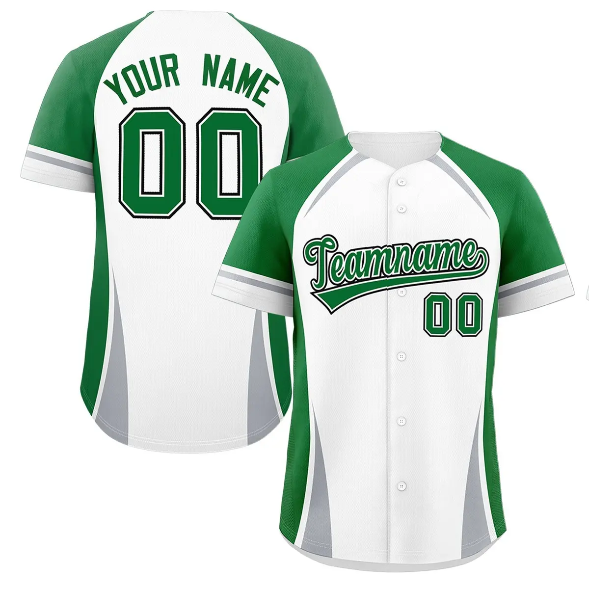 White Kelly Green-Gray Color Block Authentic Baseball Jersey