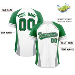 White Kelly Green-Gray Color Block Authentic Baseball Jersey 2