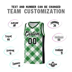 White Kelly Green-Gray Grid Basketball Kits For Team 4