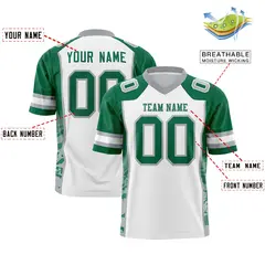 White Kelly Green-Gray Raglan Side Pattern Football Jersey 2