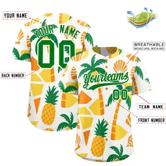 White Kelly Green Hawaiian Graffiti Palm Tree Baseball Jersey 2