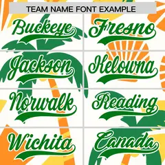 White Kelly Green Hawaiian Graffiti Palm Tree Baseball Jersey 3