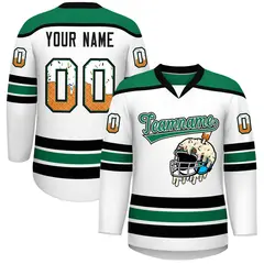 White Kelly Green Ice Cream Helmet Pattern Hockey Jersey 1