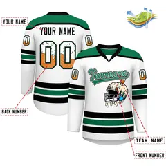 White Kelly Green Ice Cream Helmet Pattern Hockey Jersey 2