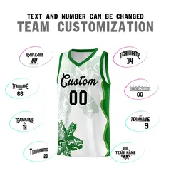White Kelly Green Illusion Flower Graffiti Basketball Jersey 4