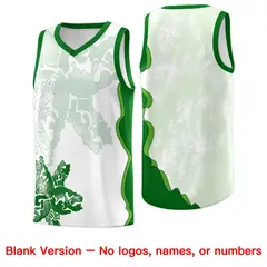 White Kelly Green Illusion Flower Graffiti Basketball Jersey 7
