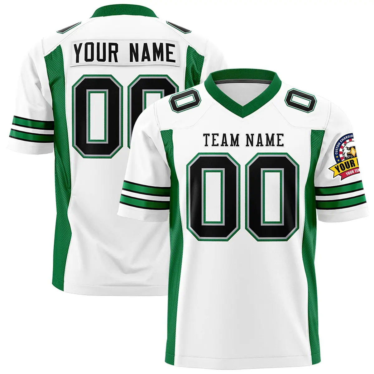 White Kelly Green Insert Color Football Jersey