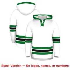 White Kelly Green Lace-Up Neck Hockey Hoodie Classic Style 7