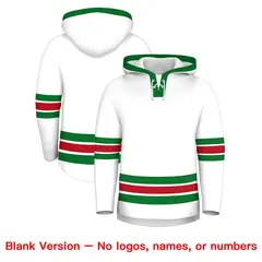 White Kelly Green Lace-Up Neck Hockey Hoodie Classic Style 7