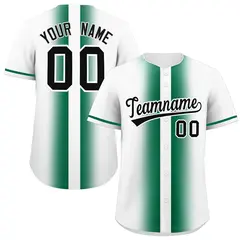 White Kelly Green Lapel Gradient Fashion Baseball Jersey
