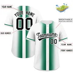 White Kelly Green Lapel Gradient Fashion Baseball Jersey 2