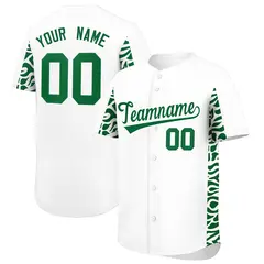 White Kelly Green Leopard Graffiti Side Baseball Jersey 1