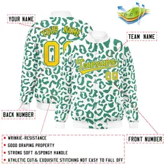 White Kelly Green Leopard Graffiti Varsity Letterman Jacket 2