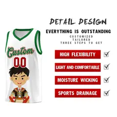 White Kelly Green Mexican Colors Graffiti Basketball Jersey 2