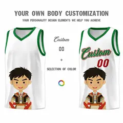 White Kelly Green Mexican Colors Graffiti Basketball Jersey 4