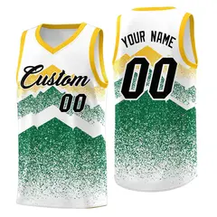 White Kelly Green Mountain Fade Gradient Basketball Jersey 1