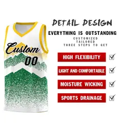 White Kelly Green Mountain Fade Gradient Basketball Jersey 2