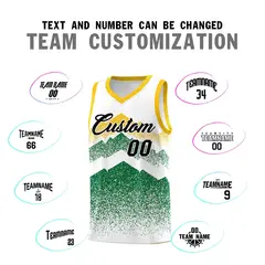 White Kelly Green Mountain Fade Gradient Basketball Jersey 4