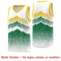 White Kelly Green Mountain Fade Gradient Basketball Jersey 6