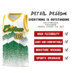 White Kelly Green Mountain Fade Gradient Basketball Jersey 2