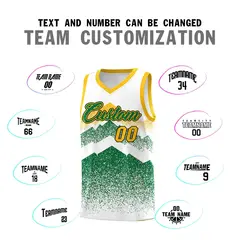 White Kelly Green Mountain Fade Gradient Basketball Jersey 4