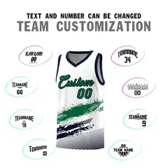 White Kelly Green Navy Graffiti Pattern Basketball Jersey 4