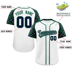 White Kelly Green-Navy Raglan Sleeves Baseball Jersey 2