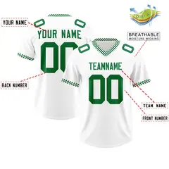White Kelly Green Neckline Square Football Jersey 2
