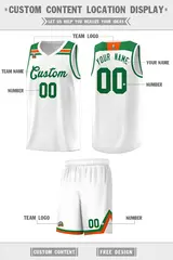 White Kelly Green-Orange Classic Basketball Jersey 2
