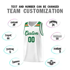 White Kelly Green-Orange Classic Basketball Jersey 3