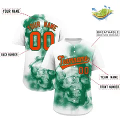 White Kelly Green Orange Skeleton Graffiti Baseball Jersey 2