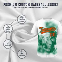 White Kelly Green Orange Skeleton Graffiti Baseball Jersey 4