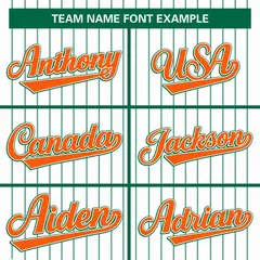 White Kelly Green-Orange Stripe Full Button Baseball Jersey 3