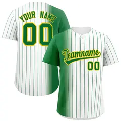 White Kelly Green Pinstripe Gradient Baseball Jersey
