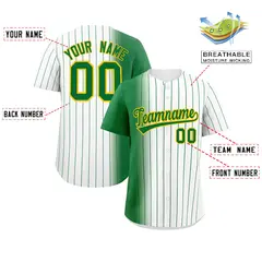 White Kelly Green Pinstripe Gradient Baseball Jersey 2