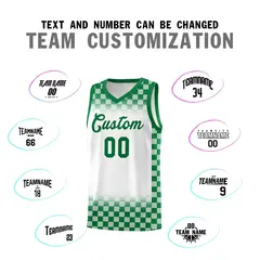 White Kelly Green Plaid Basketball Jersey for Teams 4