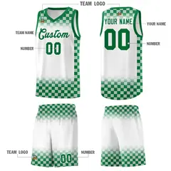 White Kelly Green Plaid Basketball Jersey for Teams 5