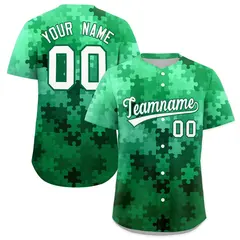 White Kelly Green Puzzle Elements Baseball Jersey