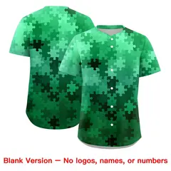 White Kelly Green Puzzle Elements Baseball Jersey 7