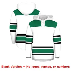 White Kelly Green Raglan Lace-Up Neck Hockey Hoodie Jersey 7