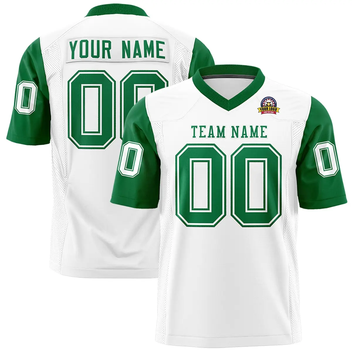 White Kelly Green Raglan Sleeves Authentic Football Jersey