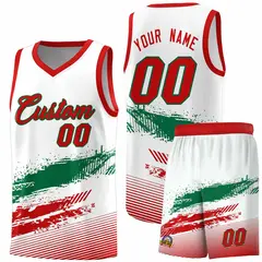 White Kelly Green Red Graffiti Basketball Jersey 1