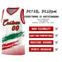 White Kelly Green Red Graffiti Basketball Jersey 2
